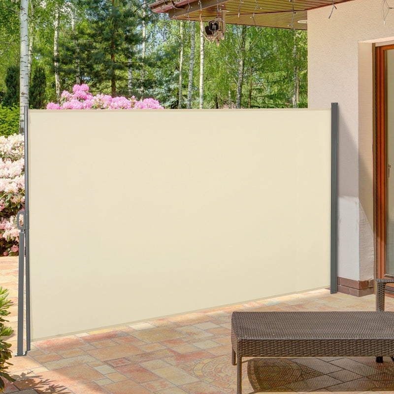 Retractable Side Awning Screen Fence Patio Garden Wall Balcony- Cream White