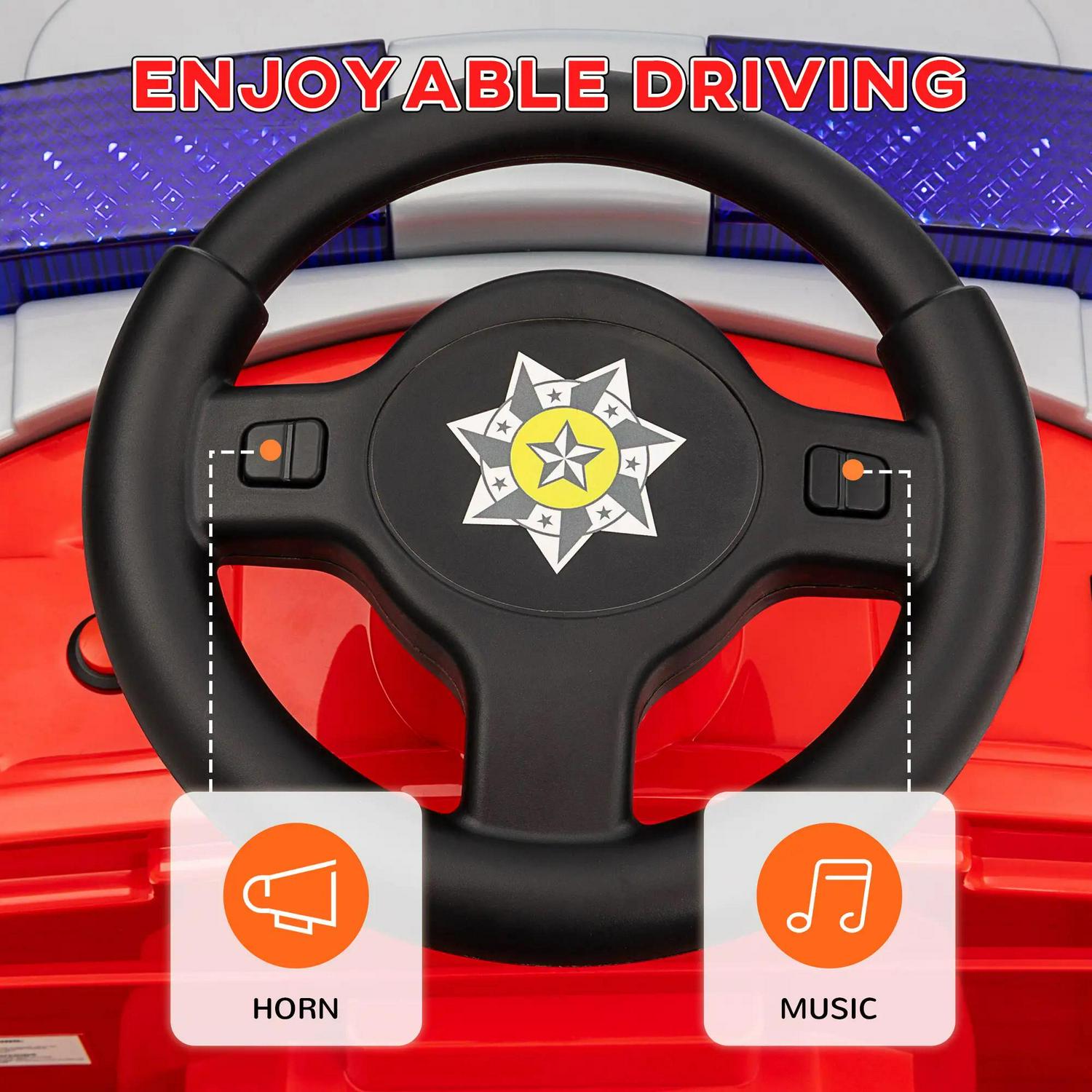 AIYAPLAY Ride On Fire Truck, 12V Kids Electric Car With Siren And Flashing Lights, Firefighting Tools, Music Horn, Slow Start