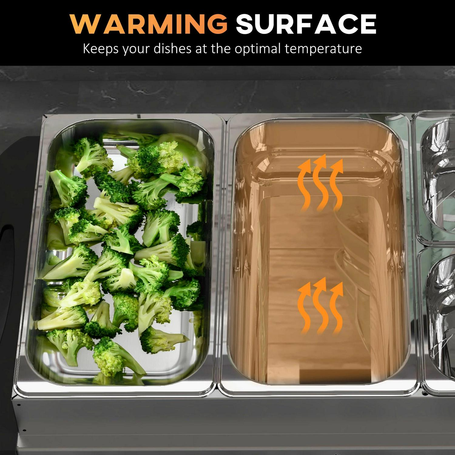 HOMCOM 4 Tray Electric Food Warmer Buffet Server With Warming Plate, Cool Touch Handles, Adjustable Temperature, 300W, 2 X 2.4L 2 1L Pans 4 2 2.4L