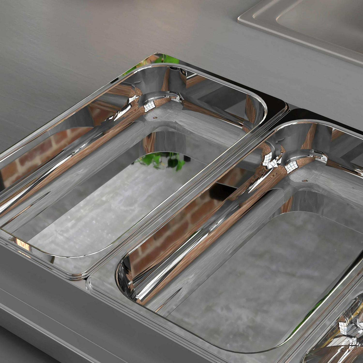 HOMCOM 4 Tray Electric Food Warmer Buffet Server With Warming Plate, Cool Touch Handles, Adjustable Temperature, 300W, 2 X 2.4L 2 1L Pans 4 2 2.4L