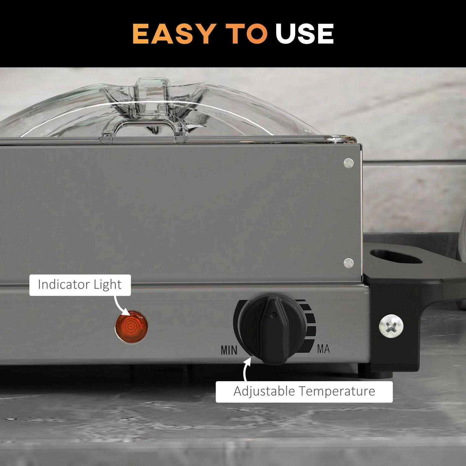 HOMCOM 4 Tray Electric Food Warmer Buffet Server With Warming Plate, Cool Touch Handles, Adjustable Temperature, 300W, 2 X 2.4L 2 1L Pans 4 2 2.4L