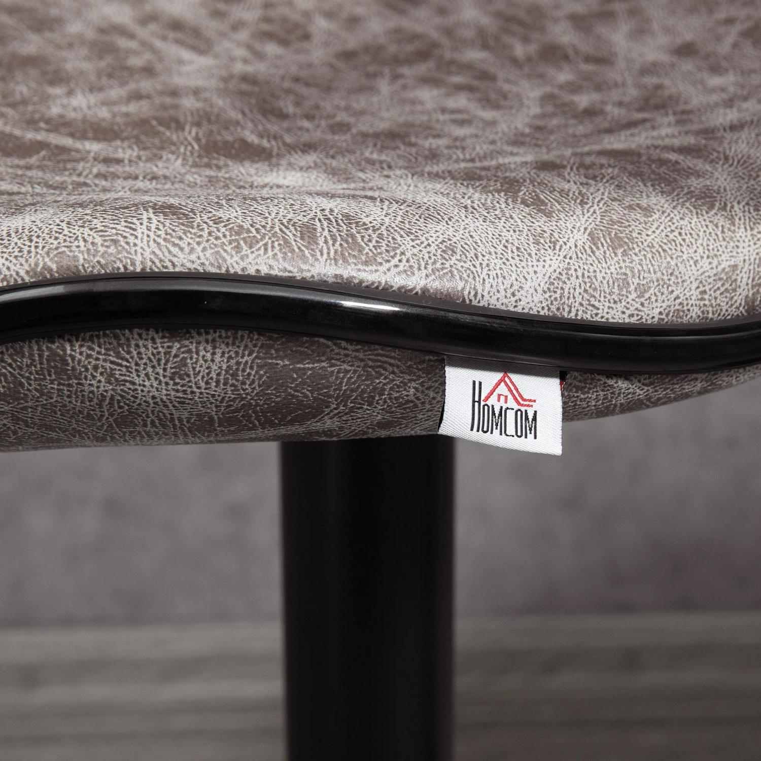 HOMCOM Bar Stool Set Of 2 Microfiber Cloth Adjustable Height Armless Chairs With Swivel Seat, Grey