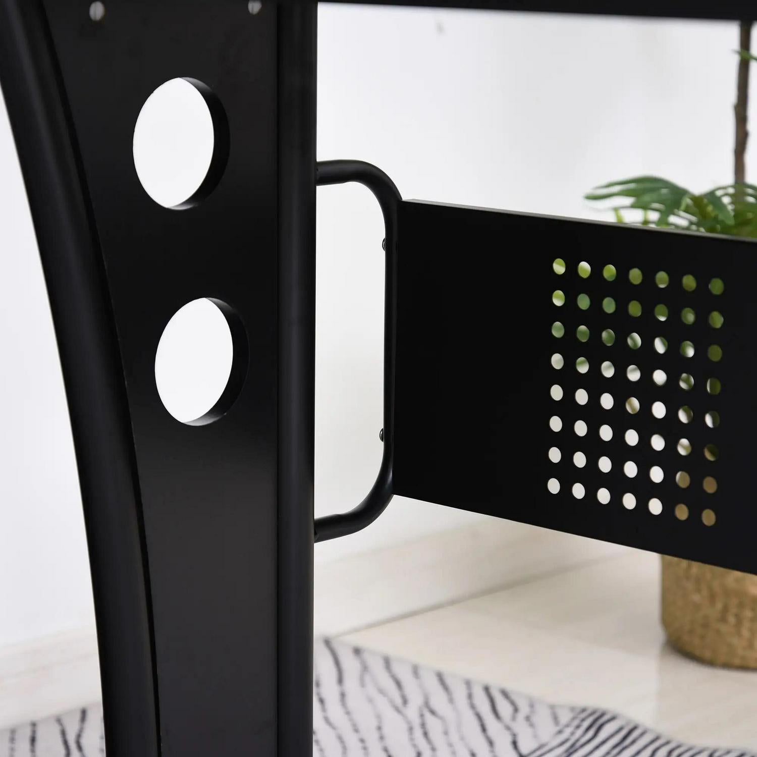 HOMCOM L-Shaped Corner Desk, Gaming With CPU Rack, Keyboard Tray, Space-Saving Computer Steel Frame For Home Office, Black