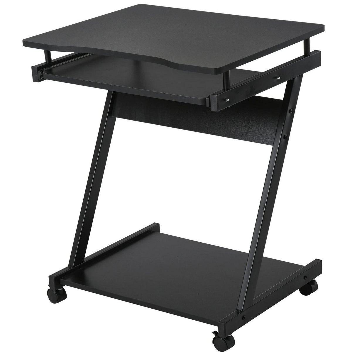 HOMCOM Movable Computer Desk With 4 Moving Wheels Sliding Keyboard Tra ...