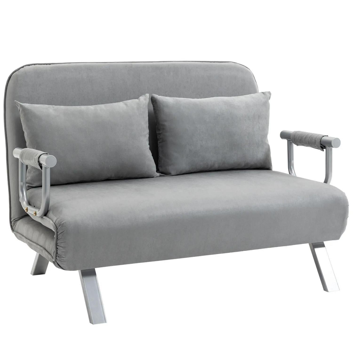 HOMCOM Two-Seater Click-Clack Sofa Bed, Chaise Lounges Home Furniture - Light Grey