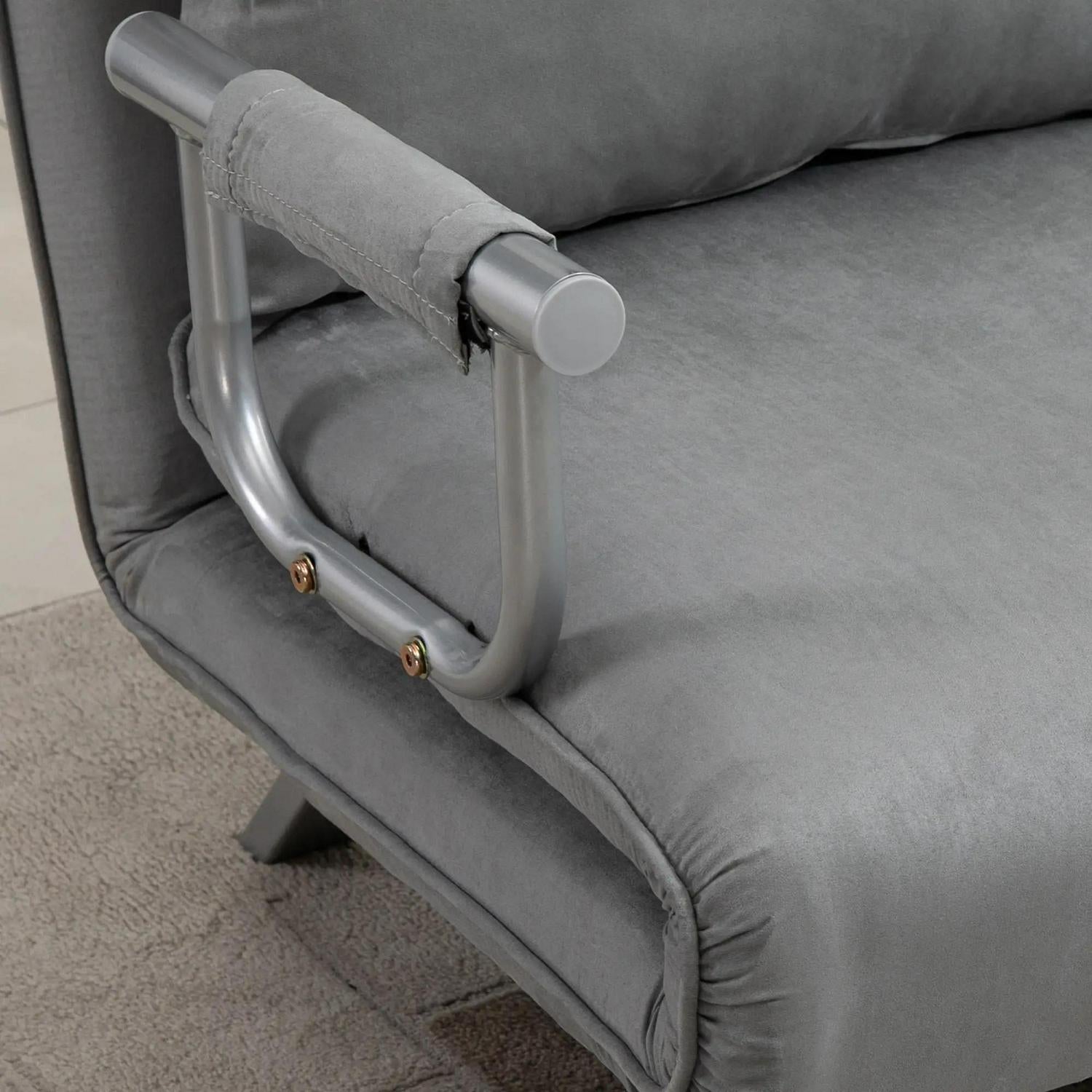 HOMCOM Two-Seater Click-Clack Sofa Bed, Chaise Lounges Home Furniture - Light Grey