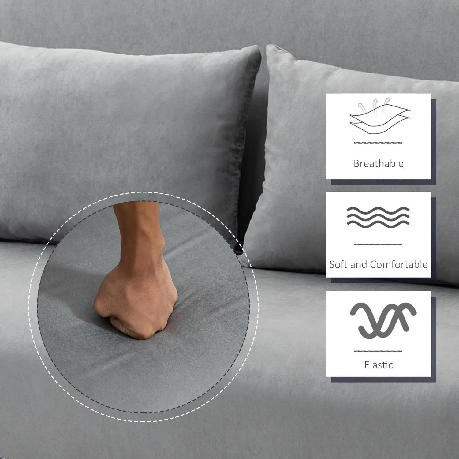 HOMCOM Two-Seater Click-Clack Sofa Bed, Chaise Lounges Home Furniture - Light Grey