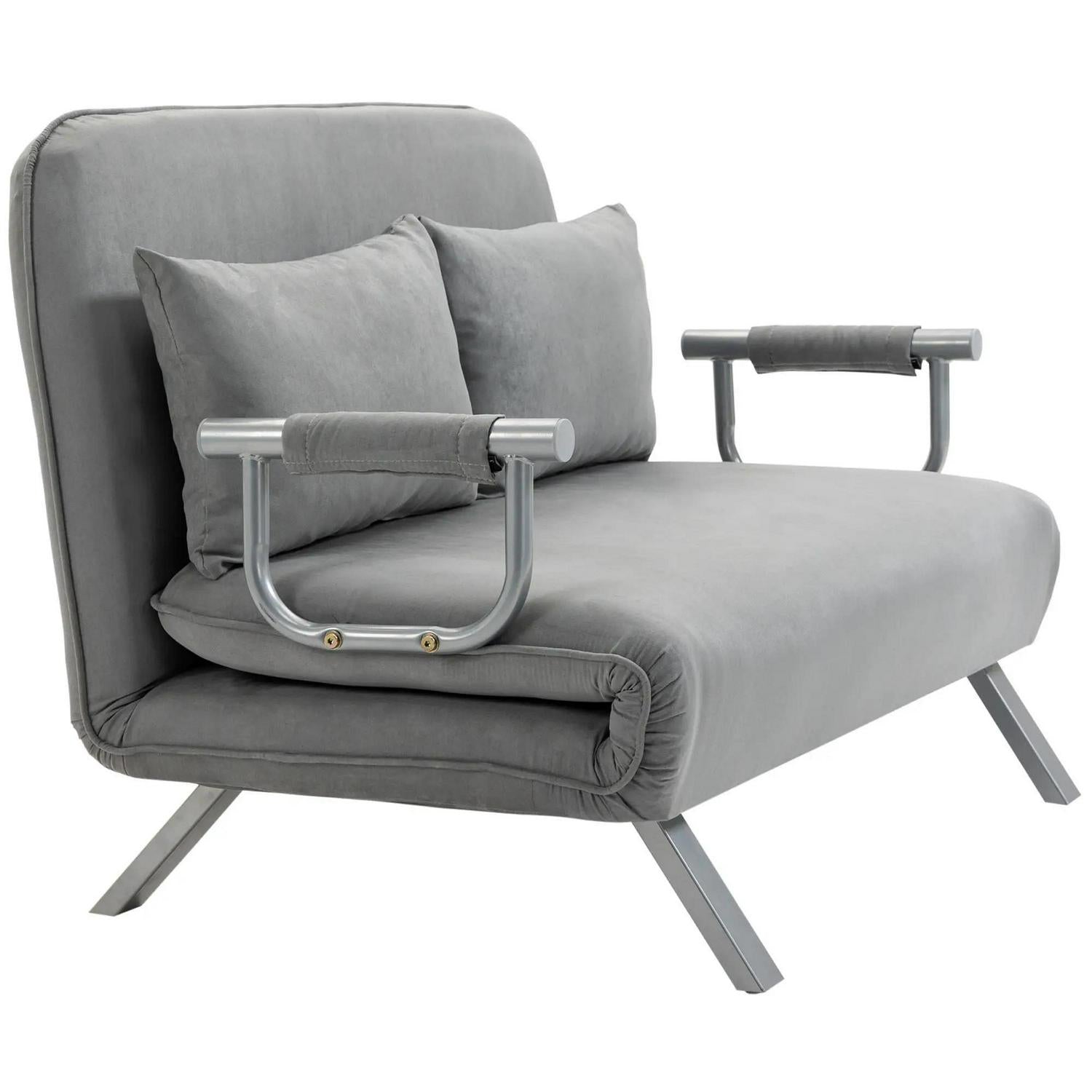 HOMCOM Two-Seater Click-Clack Sofa Bed, Chaise Lounges Home Furniture - Light Grey