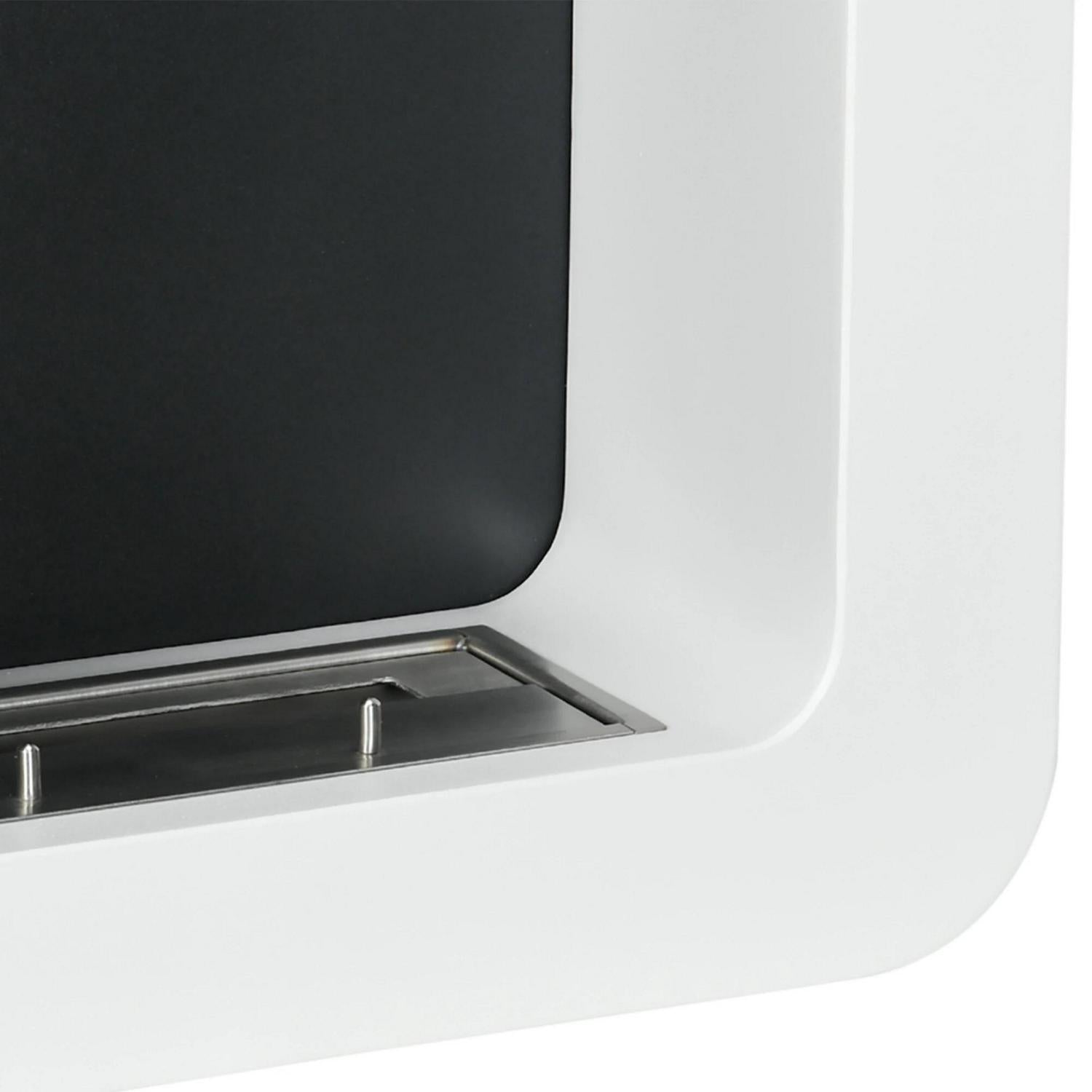 HOMCOM Wall Mounted Ethanol Fireplace, Bioethanol Heater Stove With 1L Tank, 2.5 Hour Burning Time, White