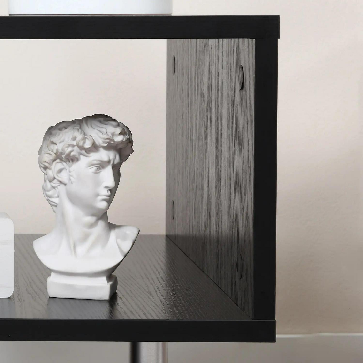 HOMCOM Wooden S Shape Cube Coffee Table 2 Tier Storage Shelves Organizer Office Bookcase Living Room End Desk Stand Display Set 2 (Black)