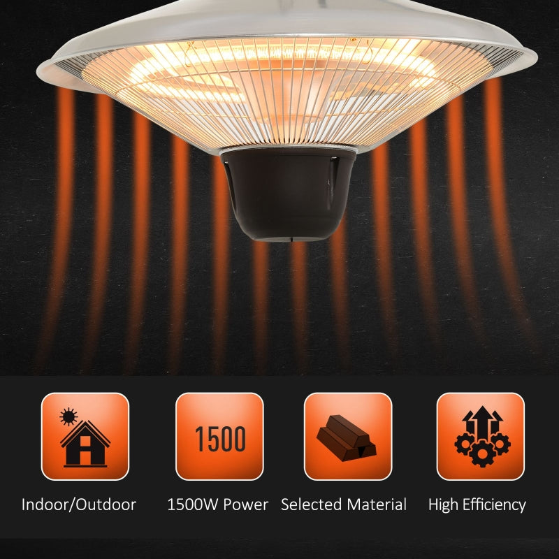 Patio Heater 1500W Electric Aluminium Ceiling Hanging Garden Light Lamp