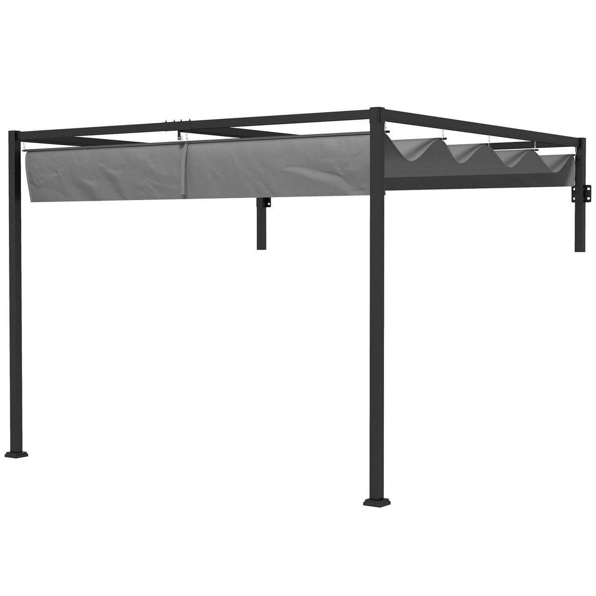 Outsunny 3 X 4m Lean To Steel Pergola, With Moving Fabric Canopy - Dar ...