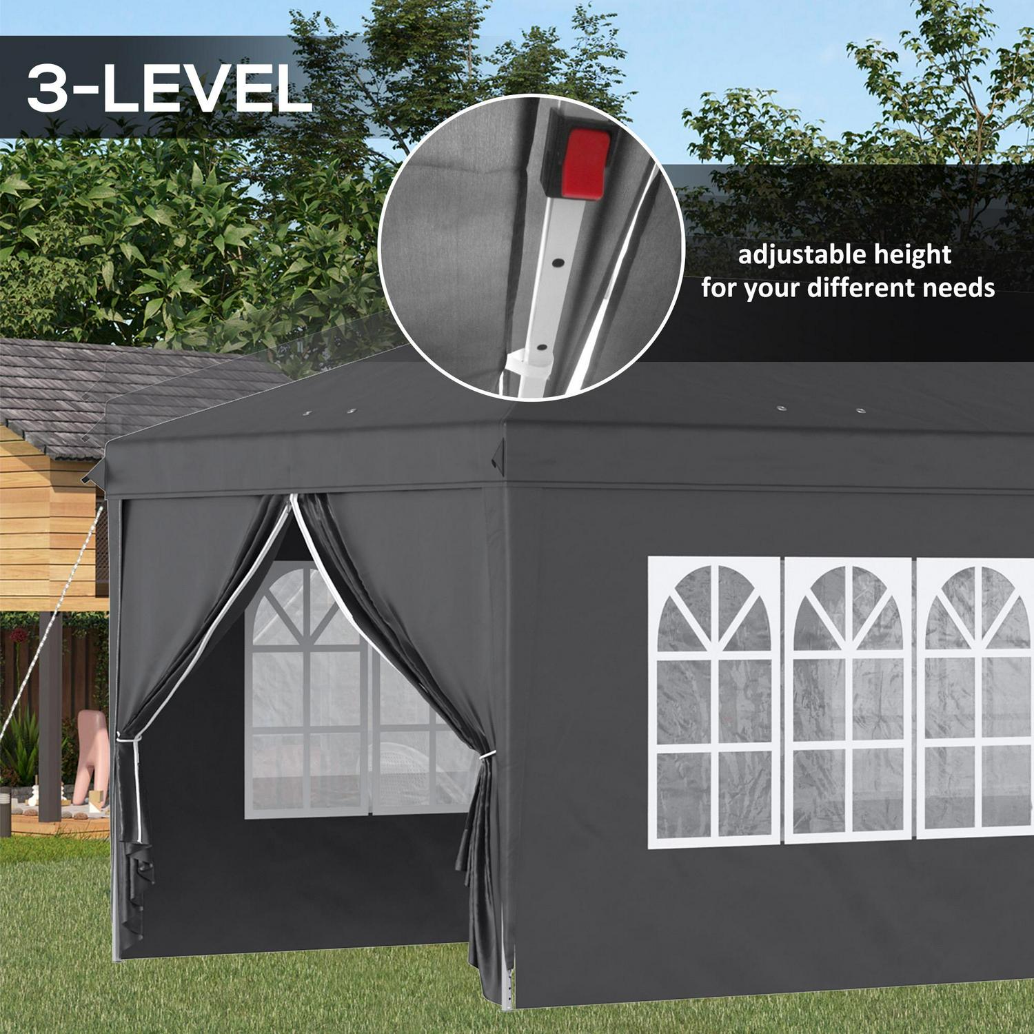 Pop Up Gazebo With Sides And Windows- Black