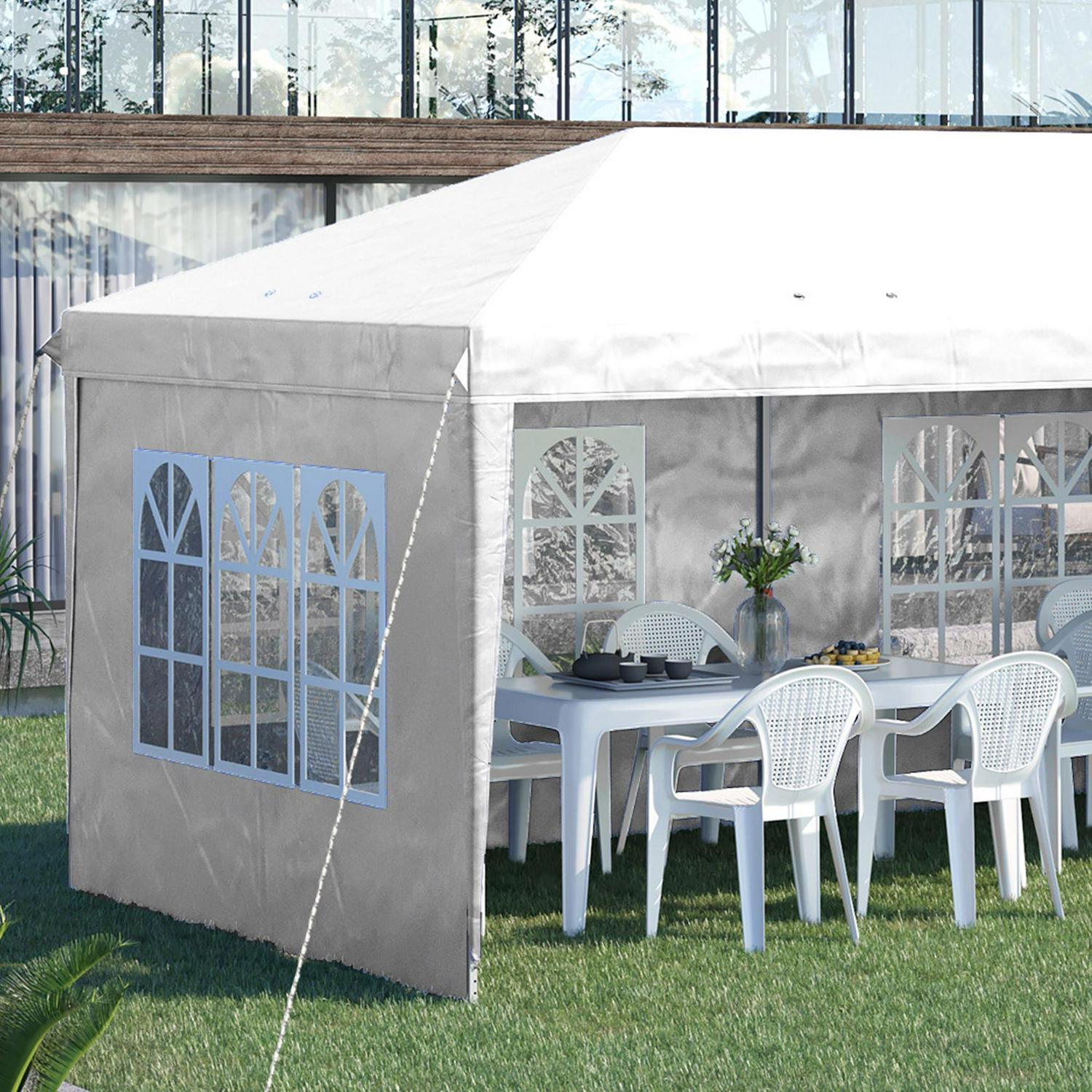 Pop Up Gazebo, Party Tent With Sidewalls And Storage Bag- White