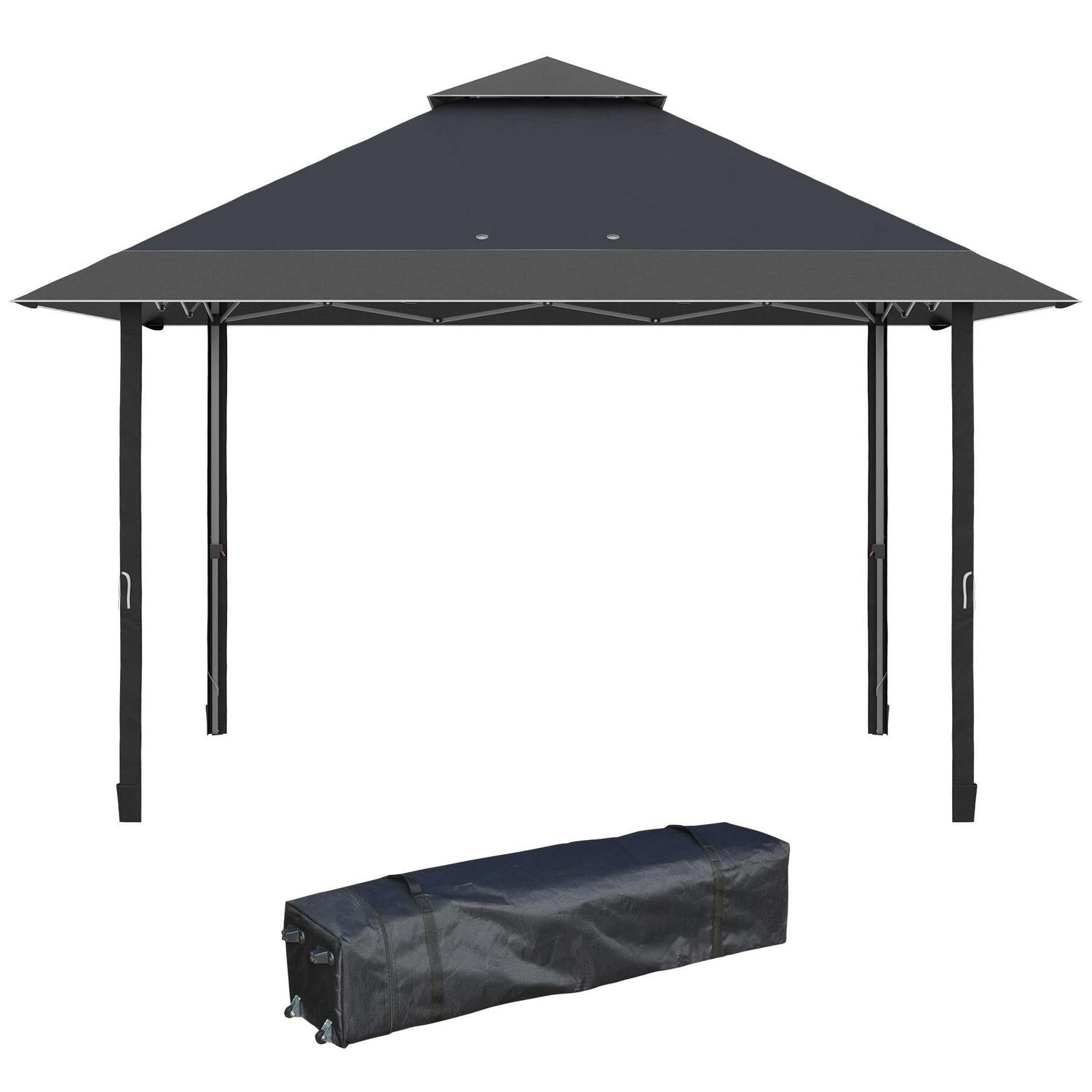 Pop-up Gazebo Double Roof Canopy Tent - Grey