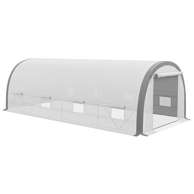 Outsunny 6 X 3(m) Polytunnel Greenhouse With Upgraded Structure, Mesh Door And Windows, 15 Plant Labels, White