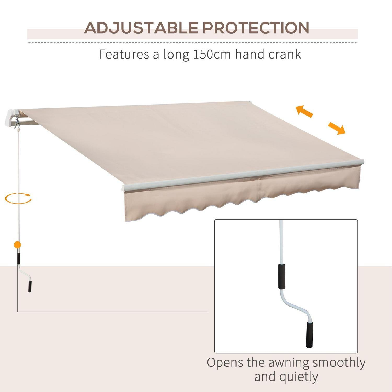 3 X 2m Manual Retractable Awning - Beige