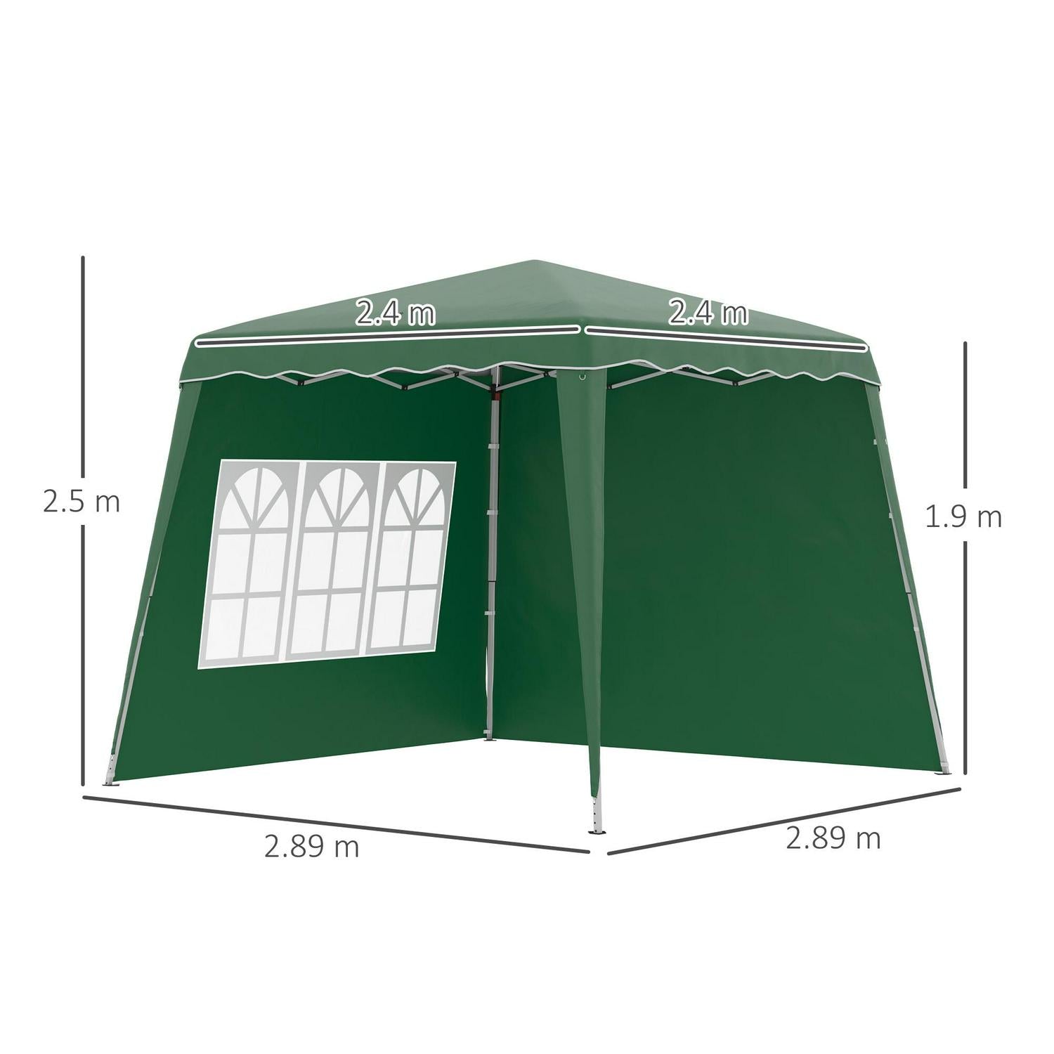 Pop Up Gazebo With 2 Sides- Green