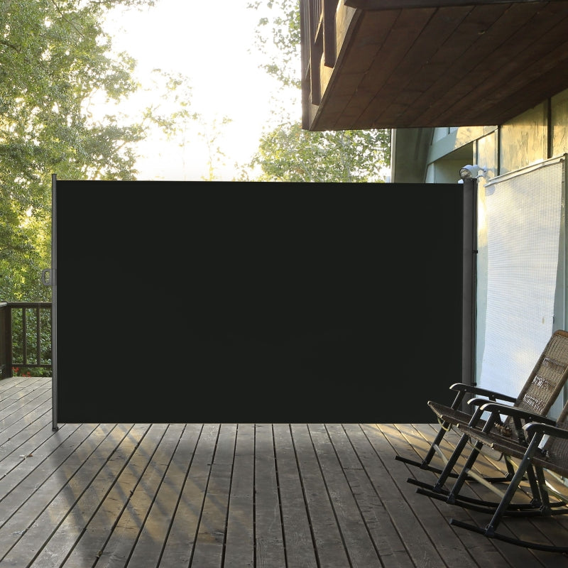 Retractable Side Awning Screen Fence Patio Garden Wall Balcony - Black