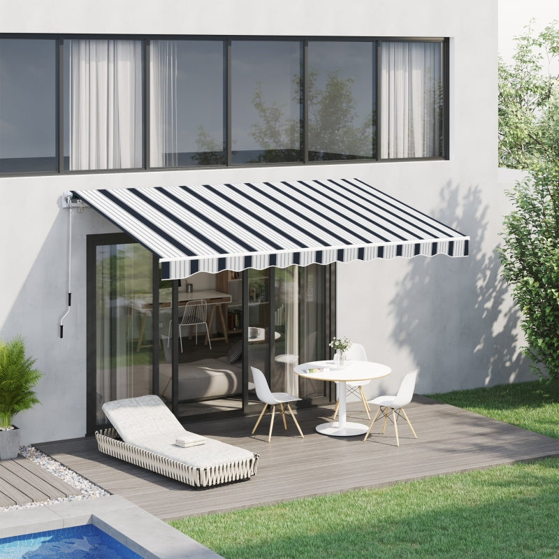 Manual Retractable Awning, 4x3 M-Blue/White