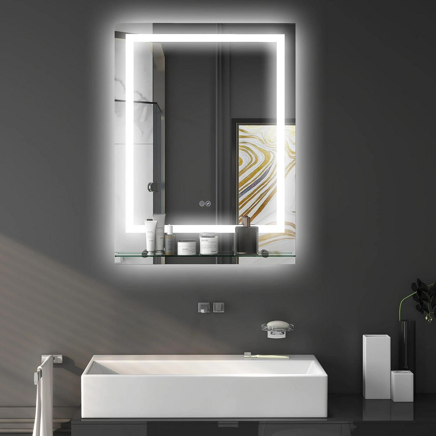 Kleankin LED Bathroom Mirror With Lights And Shelf, Illuminated Makeup Vanity 3 Colour, Smart Touch, Anti-Fog