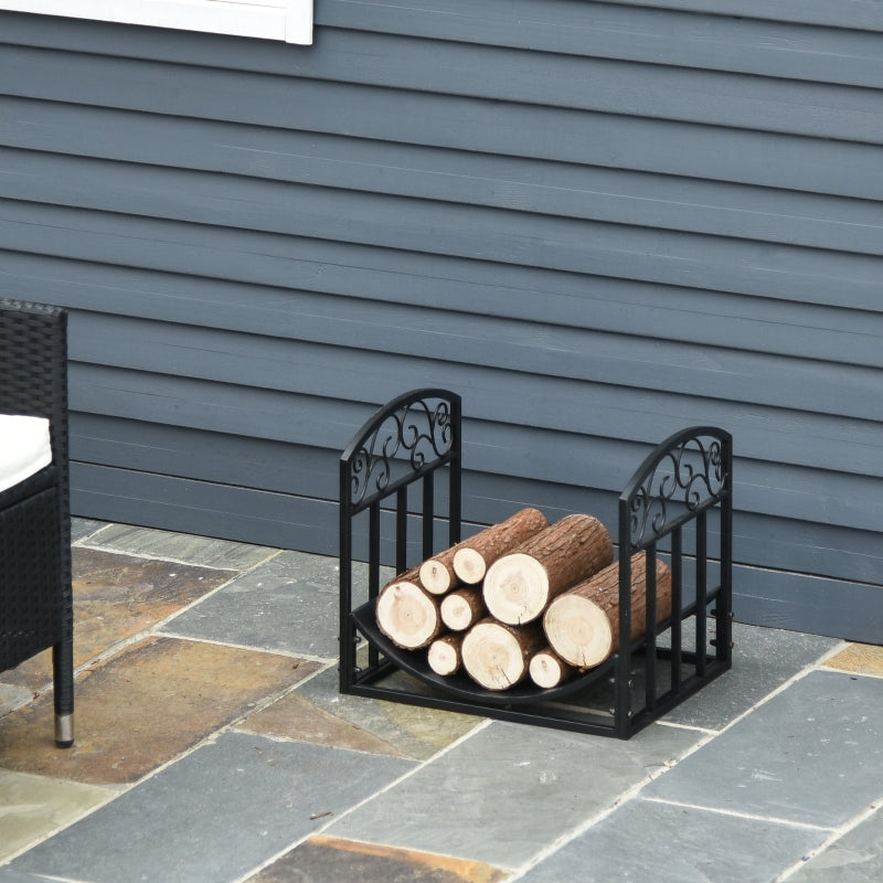 Outsunny Iron Arched Log Rack Black – Audab UK