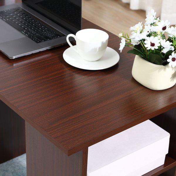 Computer Desk, PC Table, Workstation W/ 3 Shelf And Drawers, 120W x 49D x 72H cm - Walnut