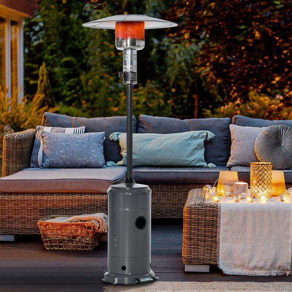 12.5KW Outdoor Gas Patio Heater Standing Propane W/ Wheels Dust Cover