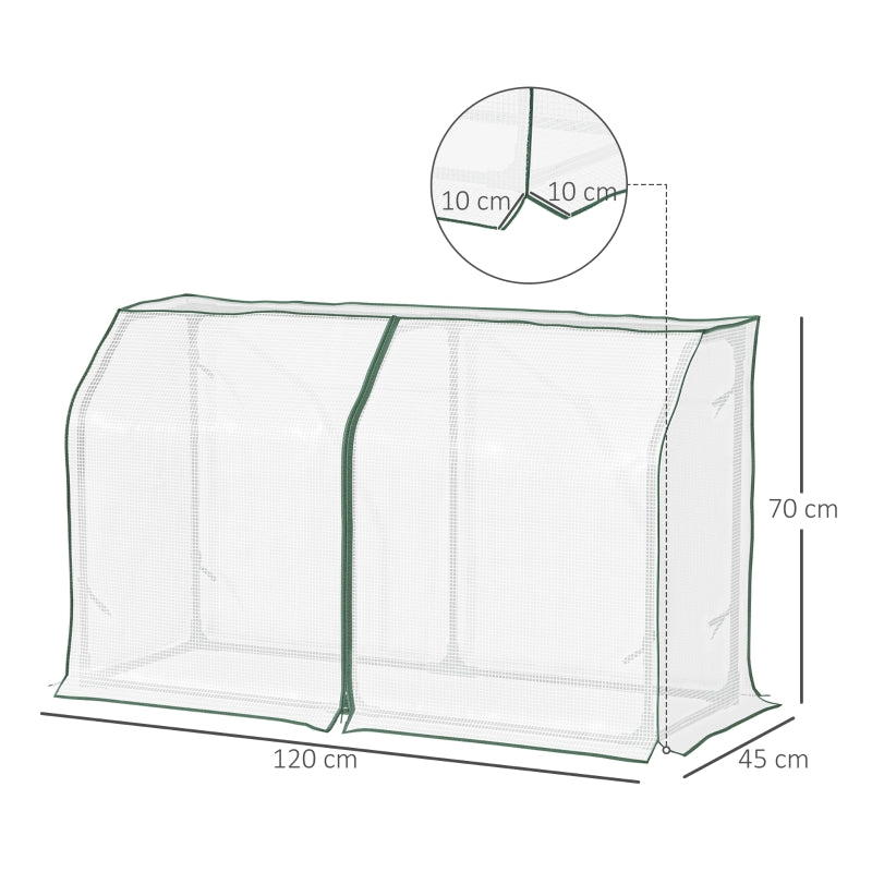 Mini Greenhouse Portable Garden Growhouse For Plants With Zipper Design Outdoor, Indoor, 120 X 45 70cm, White
