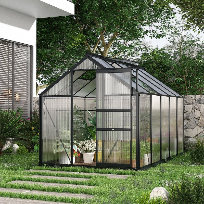 Greenhouse Large Walk-In Garden with Aluminium Frame With Slide Door, 6 X 10ft