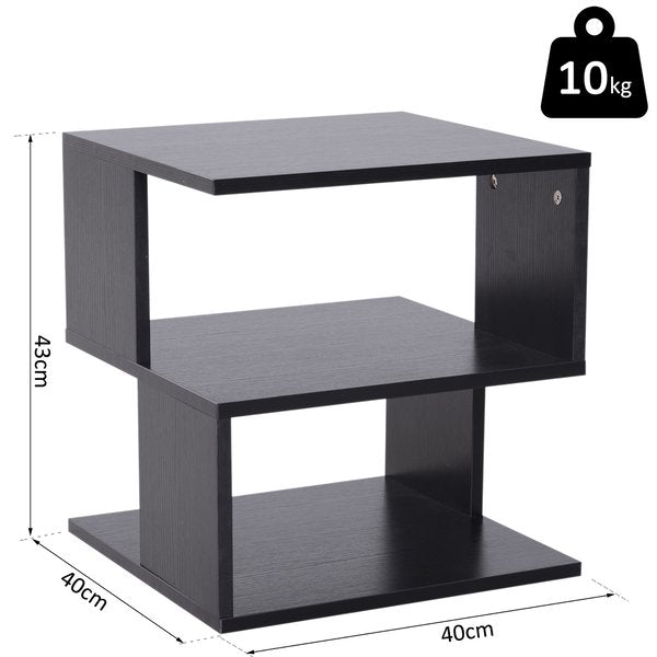 2-Tier Side Table, 40Lx40Wx43H Cm - Black