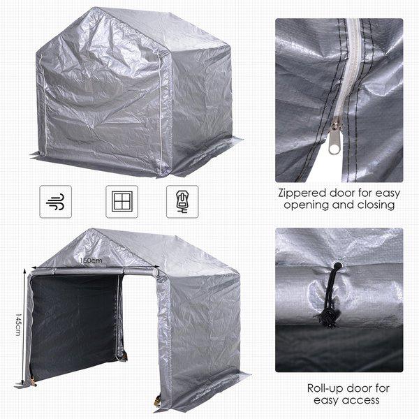 Outsunny 2x2m Carport, Temporary Garden Shed Storage Tent with Steel ...