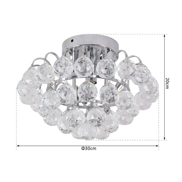 30x30cm  Crystal Droplets Ceiling Pendant Light - Silver