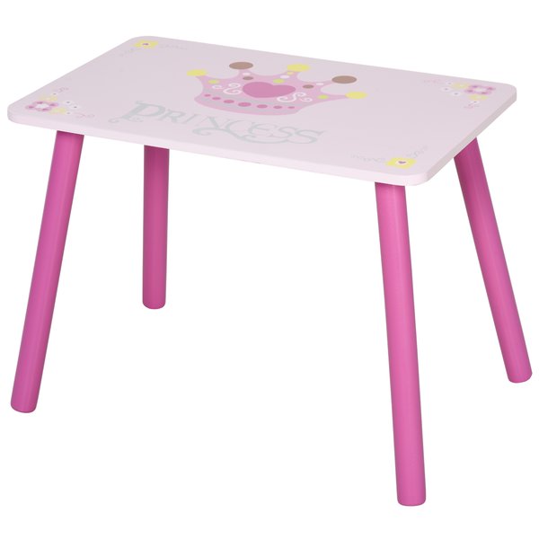 3 PCS Kids Table Chair With Crown Patter Girls Toddlers