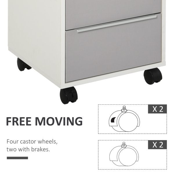 3-Drawer Locking File Cabinet Mobile Chest Of Drawers Side Table On Wheels