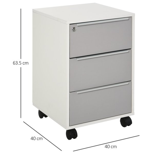 3-Drawer Locking File Cabinet Mobile Chest Of Drawers Side Table On Wheels