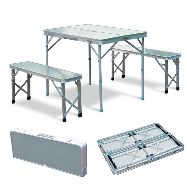 3 PCS Portable Outdoor Picnic With Folding Seats - Silver