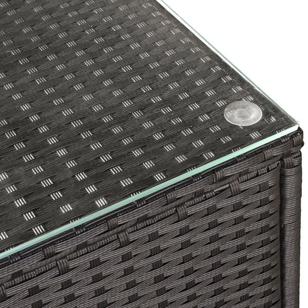 3 PCS Rattan Sofa Furniture Set W/Cushions, Steel Frame - Black