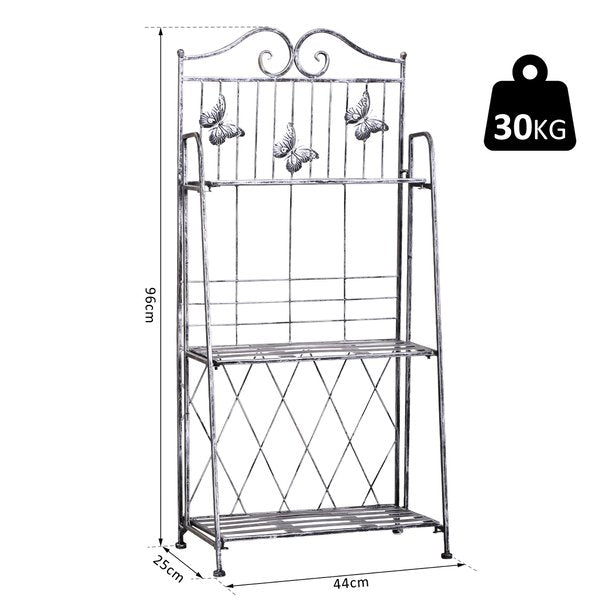 44Lx25Wx96H Cm. 3 Tier Metal Plant Stand - Silver/Grey
