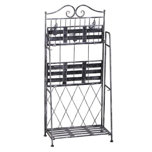 44Lx25Wx96H Cm. 3 Tier Metal Plant Stand - Silver/Grey