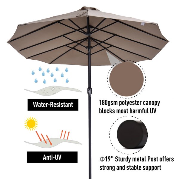 4.6m Double-Sided Parasol Sun Umbrella - Tan