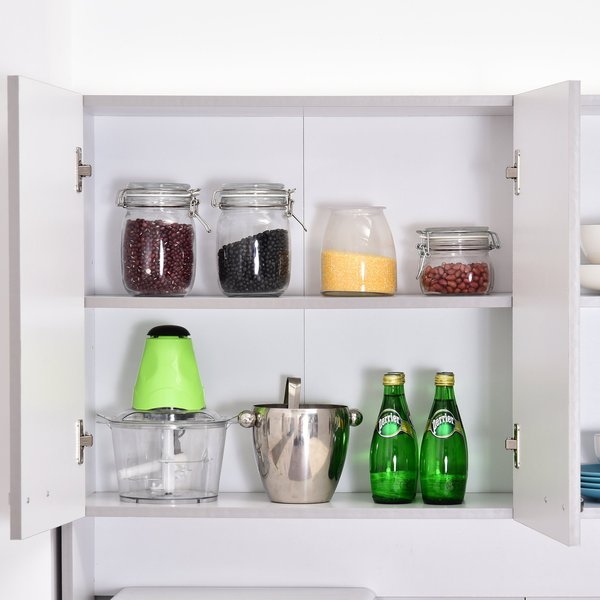 4-Door Wooden Kitchen Pantry Cupboard Storage Cabinet W/ Drawer And Shelves - White