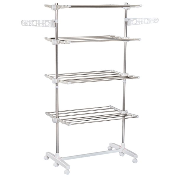 4 Layers Folding Cloth Hanger Stand - White/Silver