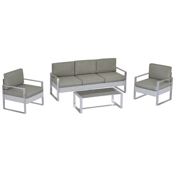 4 PCS Furniture Set W/ Aluminum Coffee Table