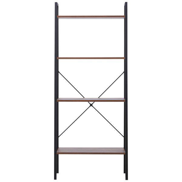 4-Tier Storage Rack, 60Lx35Wx145H Cm, MDF, Steel - Black/Wood Colour