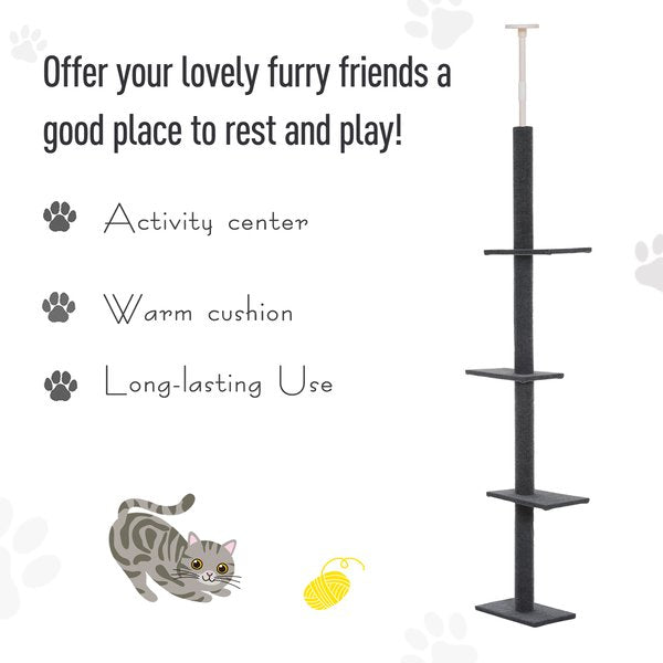 4-level Cat Tree Condo With Covered Scratching Posts - Grey