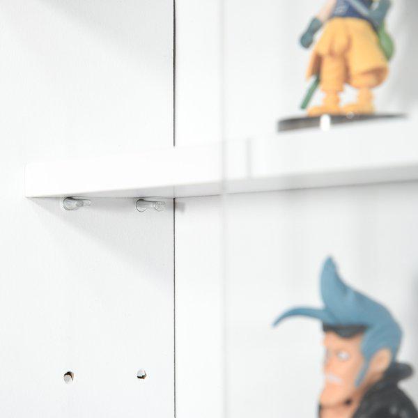 5-Tier Wall Display Shelf Unit Cabinet W/ Adjustable Shelves Glass Doors - White