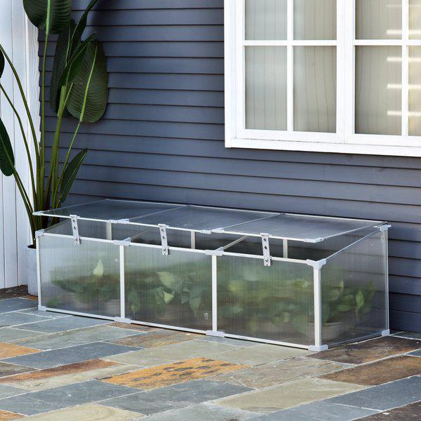 71” Aluminum Greenhouse Plants Raised Bed Vented Cold Frame Protector Transparent