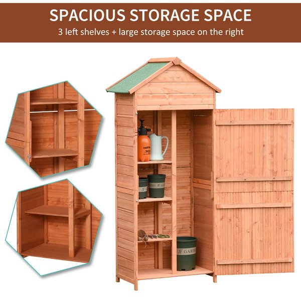 4-Tier Lockable Outdoor Garden Utility Storage Cabinet, 90 X 50cm - Brown