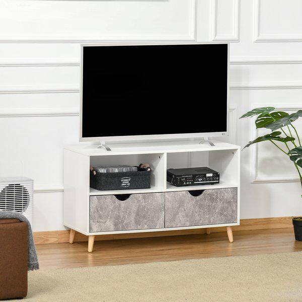 99cm TV Stand Media Unit Cabinet W/ Shelves Drawers Storage Centre - Grey